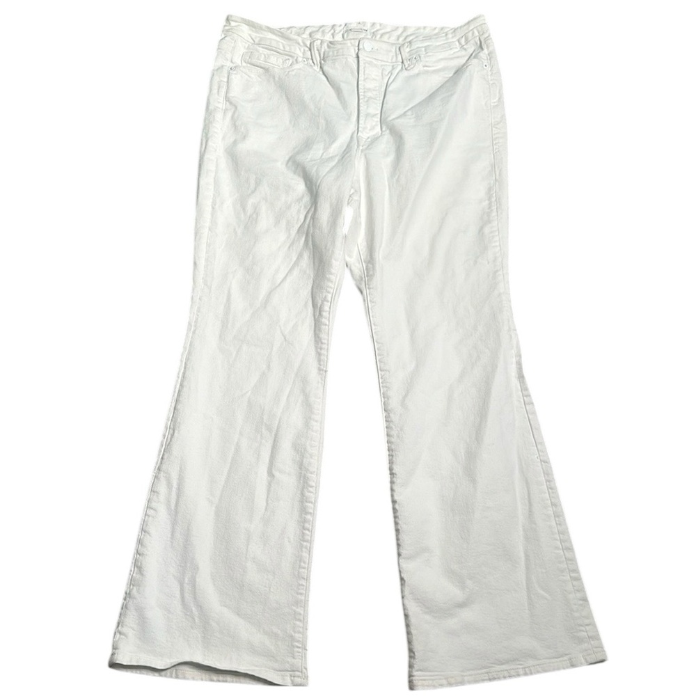 Good American White Denim Jeans flare wide leg high rise size 18